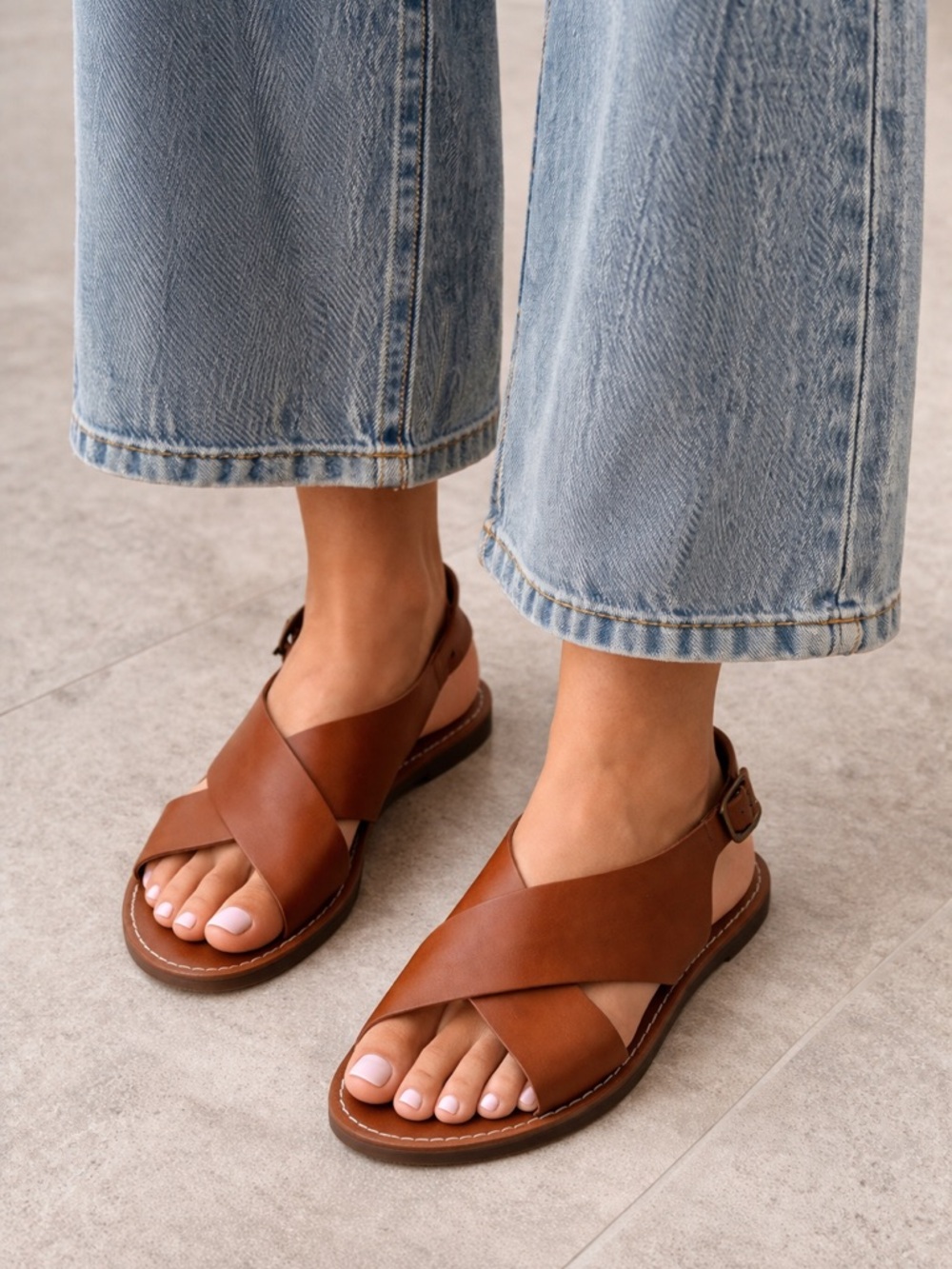 NEW Madewell The Boardwalk Crossover Sandal in Brown English Saddle Size 7.5m